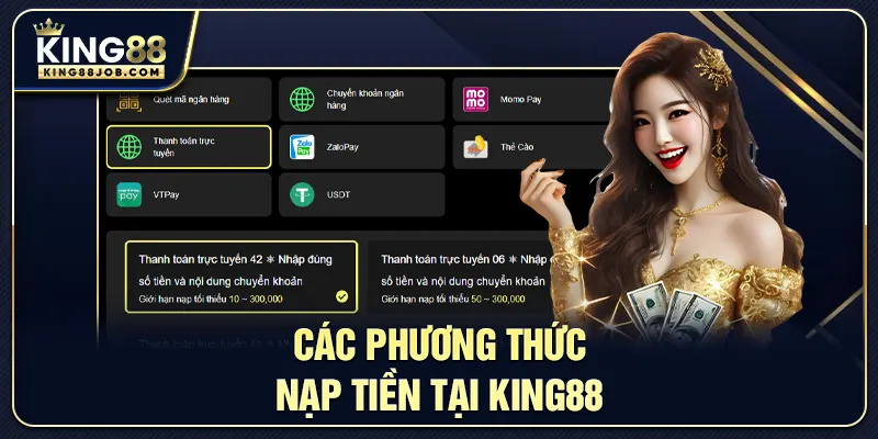 Các hình thức nạp tiền phổ biến tại King88
